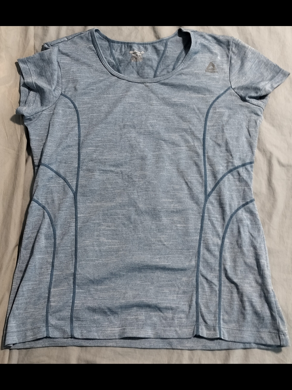 Reebok Women's Heathered Light Blue Short Sleeve Tee